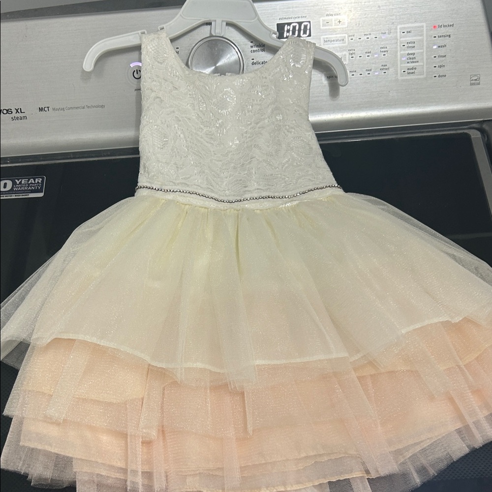 Girls 3T formal fancy dress tutu crinoline tulle wedding flower girl lace